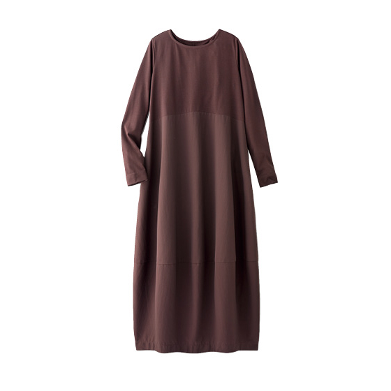 ヒカリ恵　布帛異素材立体コクーンワンピース 定価2.7万円 異素材使いのコクーンワンピース｜くらしと生協