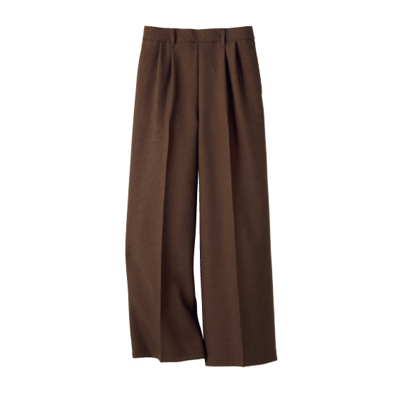 【美品】ハンドルーム 上質感ウール100％ゆったり目タックワイドパンツ　Ⅿ きれいめ軽やかウール調タックワイドパンツ｜くらしと生協