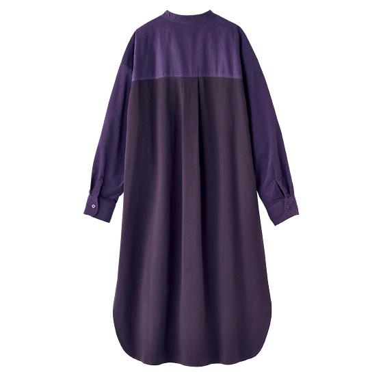 異素材切替のカポック混コーデュロイチュニックワンピース