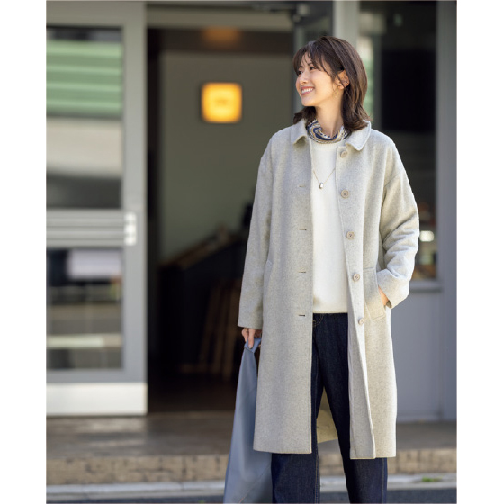 尾州生地ウール混ステンカラーコート｜くらしと生協