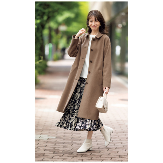 尾州生地ウール混ステンカラーコート｜くらしと生協