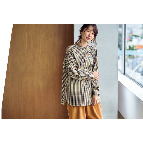 DRAWER コットンドビーバルーンスリーブ ブラウス　バンドカラー　36　S DRAWER コットンドビーバルーンスリーブ ブラウス バンドカラー 36 S