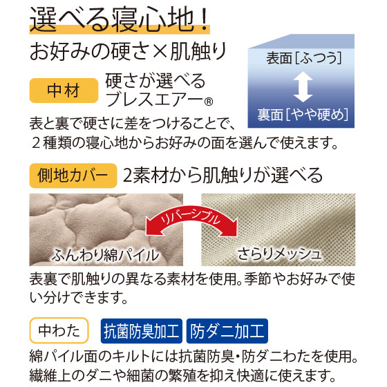 厚さの選べるブレスエアー（R）100％シリーズ｜くらしと生協