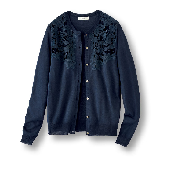 リネン混レース切替カーディガン｜くらしと生協