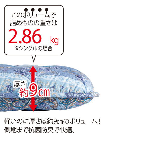 nishikawa（西川）取り扱いラクラク！防ダニわた入り軽量敷き