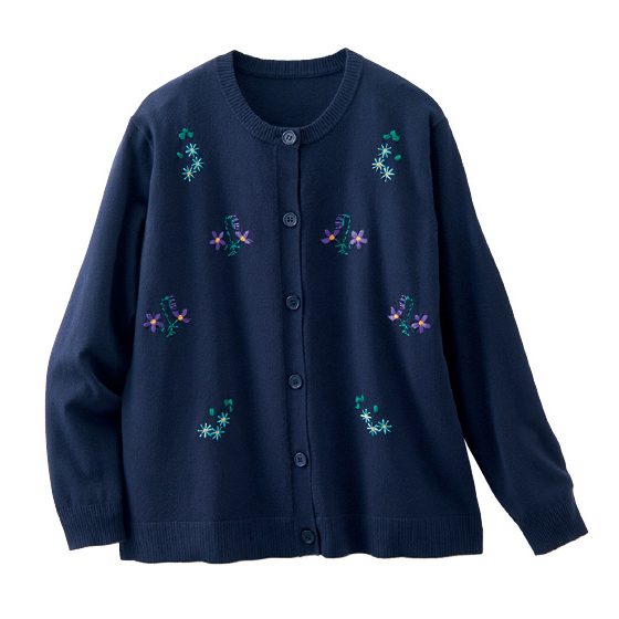 洗える花柄刺繍ニットカーディガン｜くらしと生協