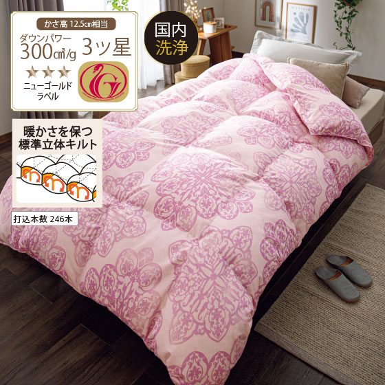 洗えるかさ高12．5cmホワイトダック70％掛けふとん（NL柄