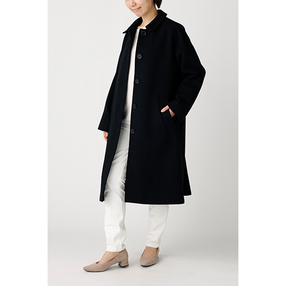 尾州生地ウール混ステンカラーコート｜くらしと生協